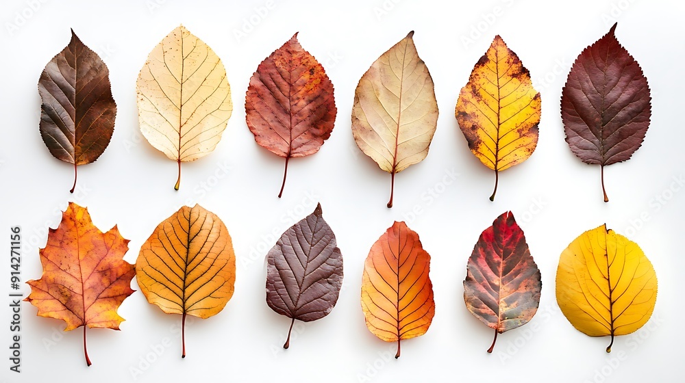Obraz premium Collection of Dried Autumn Leaves in Various Colors