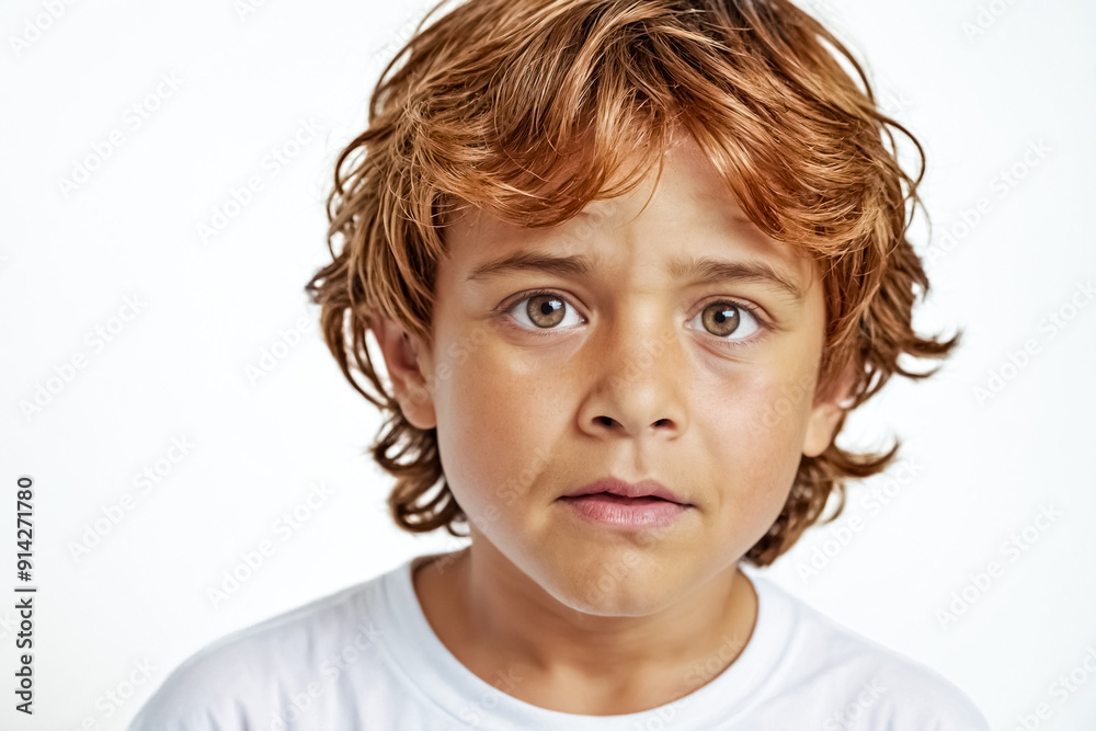 Close-up portrait of a young boy with red hair Close-up portrait of a young boy with red hair
