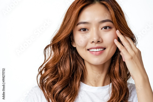 Portrait of a Beautiful Young Woman with Long Brown Hair Smiling