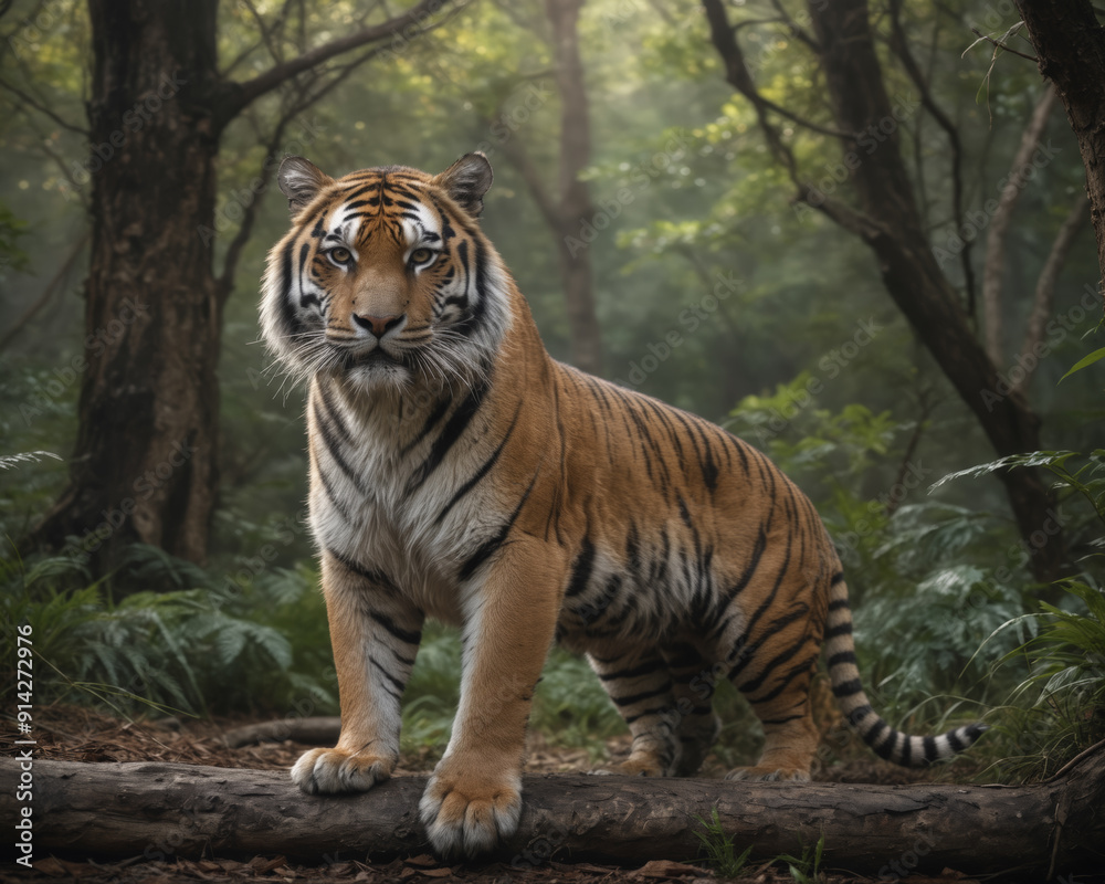 Obraz premium Majestic Tiger in Lush Forest