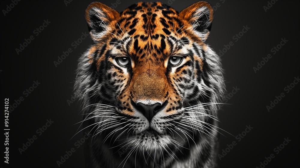 Fototapeta premium A stunning close-up of an Amur leopard, its piercing gaze emblematic of wild elegance and rare beauty.