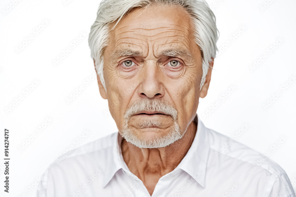 Senior man with gray hair and beard looking at the camera Senior man with gray hair and beard looking at the camera