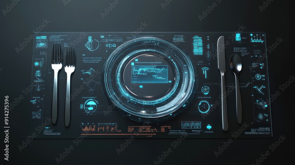 Futuristic Dining Experience with Digital Interface Futuristic Dining Experience with Digital Interface