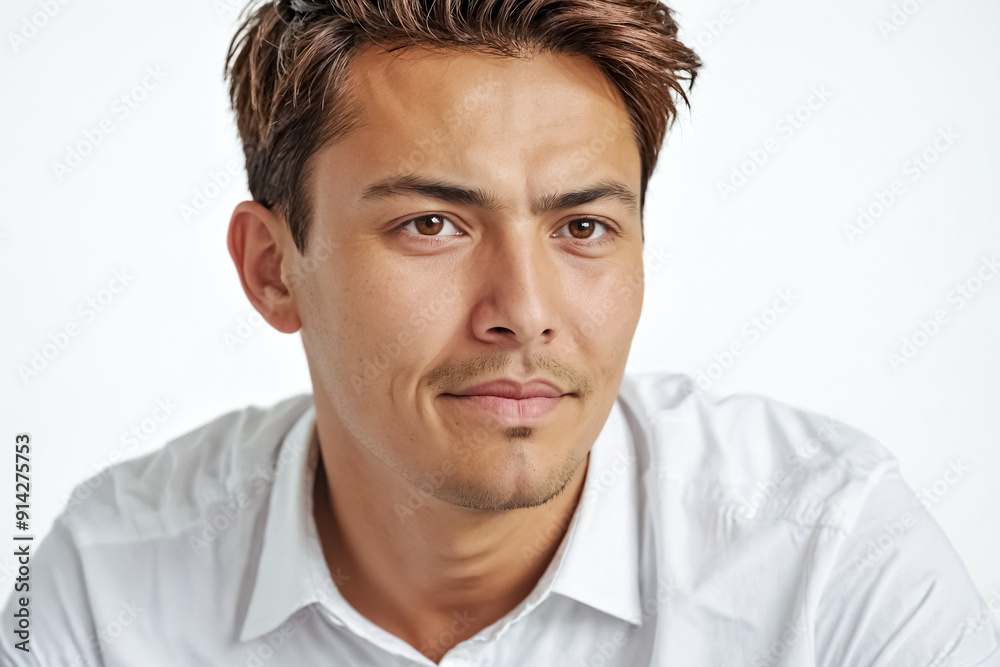 Obraz premium Portrait of a Young Man with a White Shirt