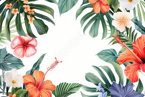 Colorful botanical flower with Botanical spring floral leaves illustration on a white background