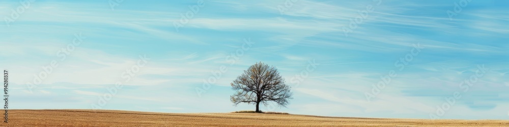 Minimalist Landscape with Single Tree
