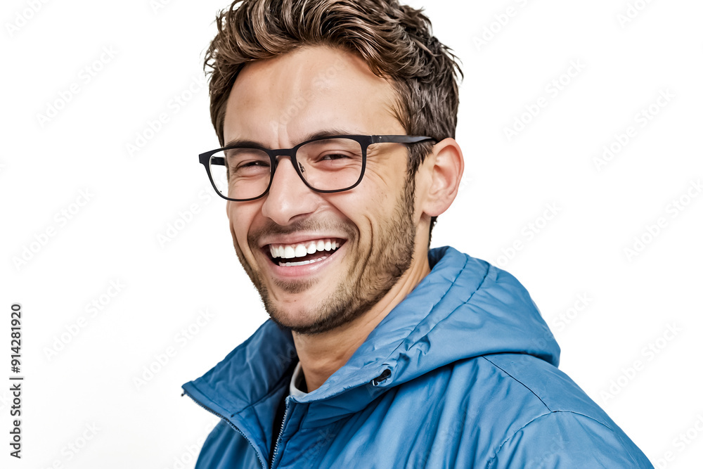 Happy Man with Glasses Smiling Happy Man with Glasses Smiling