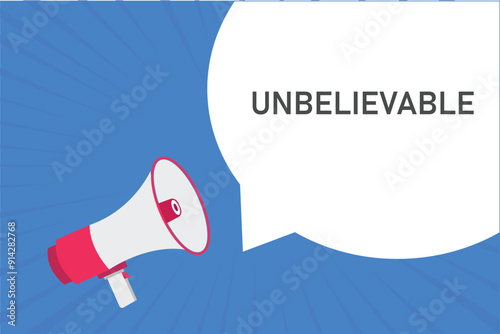 unbelievable button, banner, label, template for website. unbelievable text with colorful megaphone icon
