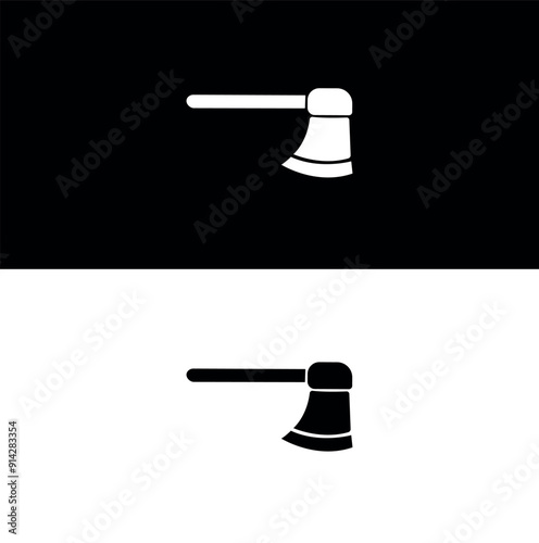 Axes, Crossed Isolated Axe, Camping Axe, Lumberjack Axe in Vector. black, wooden axe.	