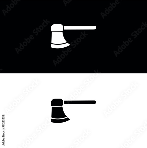 Axes, Crossed Isolated Axe, Camping Axe, Lumberjack Axe in Vector. black, wooden axe.	