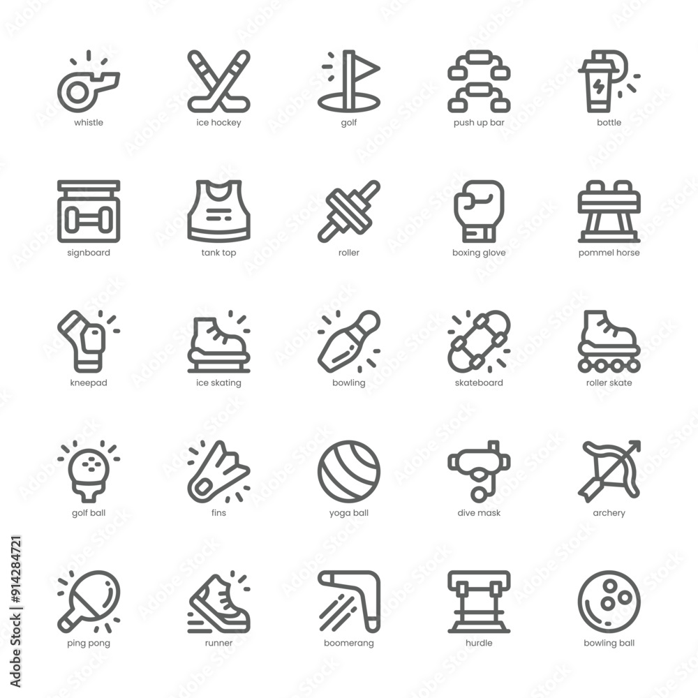 Fitness and Sport icon pack for your website, mobile, presentation, and logo design. Fitness and Sport icon outline design. Vector graphics illustration and editable stroke. Fitness and Sport icon pack for your website, mobile, presentation, and logo design. Fitness and Sport icon outline design. Vector graphics illustration and editable stroke.