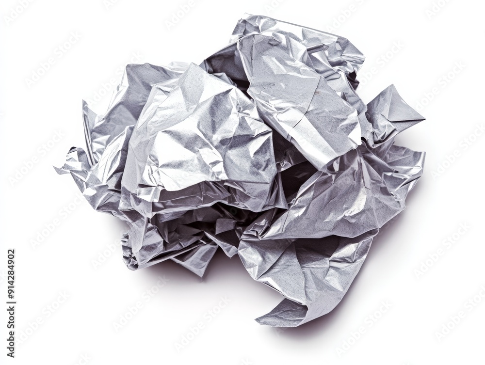 A Crumpled Ball of Silver Foil on a White Background Abstract Texture, Metallic, Wrinkles, Shiny, Silver, Background, Texture A Crumpled Ball of Silver Foil on a White Background Abstract Texture, Metallic, Wrinkles, Shiny, Silver, Background, Texture