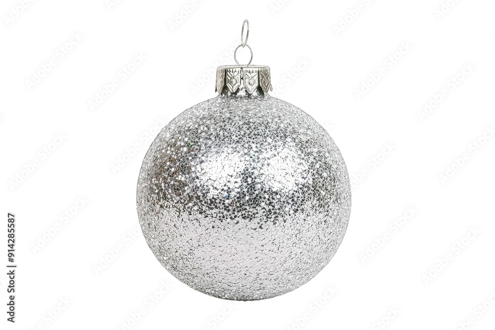 A sparkling silver Christmas ornament adds a festive touch to holiday decorations and celebrations. A sparkling silver Christmas ornament adds a festive touch to holiday decorations and celebrations.