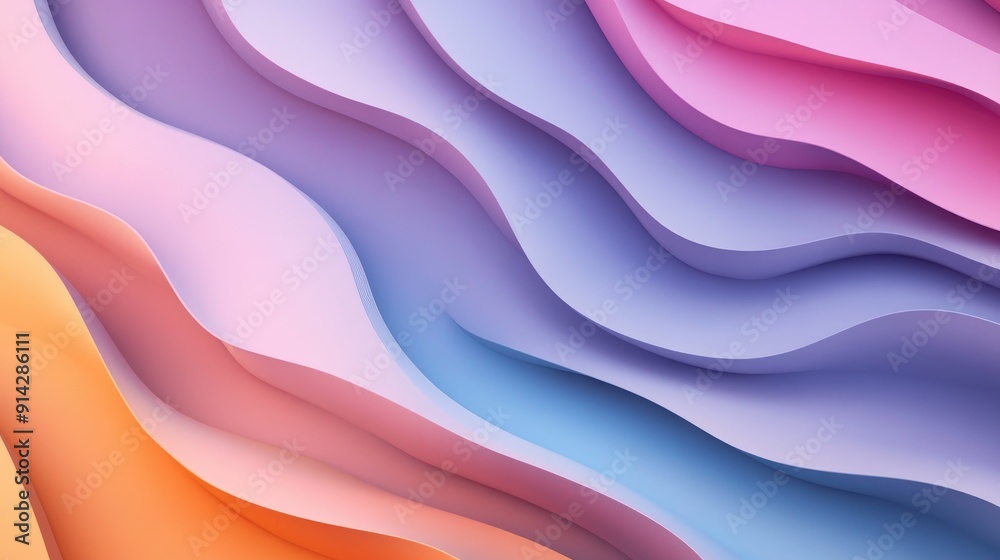 Fototapeta premium Abstract 3D background with layered colorful shapes and soft gradients, modern and artistic design