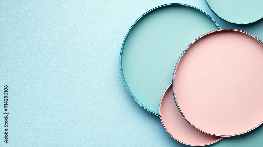 Detailed flat lay of abstract geometric shapes in pastel tones offering a minimalistic design perfect for modern applications Stock Photo with copy space Detailed flat lay of abstract geometric shapes in pastel tones offering a minimalistic design perfect for modern applications Stock Photo with copy space