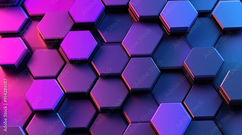 Abstract 3D background with layered hexagonal patterns and gradient colors, modern design