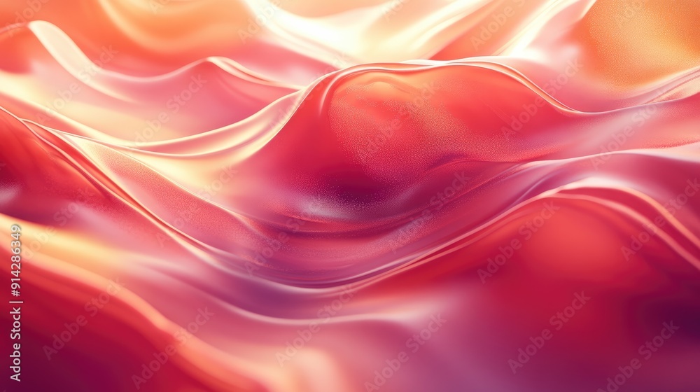 Fototapeta premium Abstract 3D background with soft wavy lines and light reflections, fluid digital art