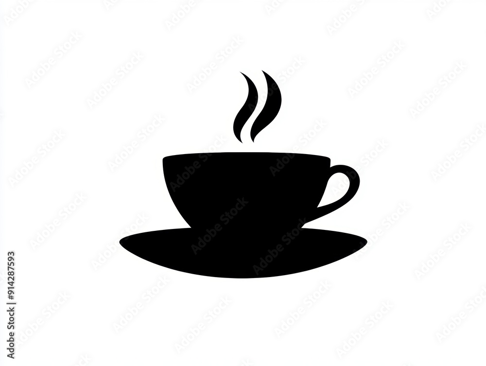 Steaming coffee cup silhouette on white background Steaming coffee cup silhouette on white background