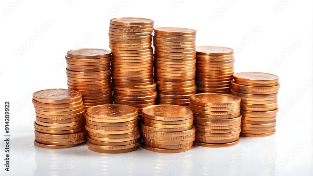 Gold coins stack isolated on white background