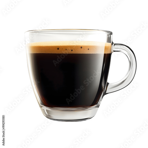 Glass cup of espresso coffee isolated on transparent background Generative Ai.	