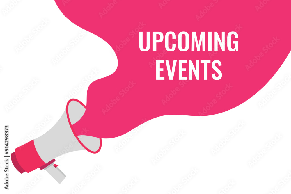 upcoming events button, banner, label, template for website. upcoming events text with colorful megaphone icon upcoming events button, banner, label, template for website. upcoming events text with colorful megaphone icon