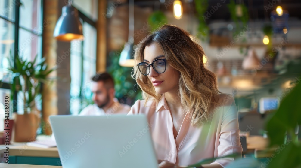 A woman in modern office.