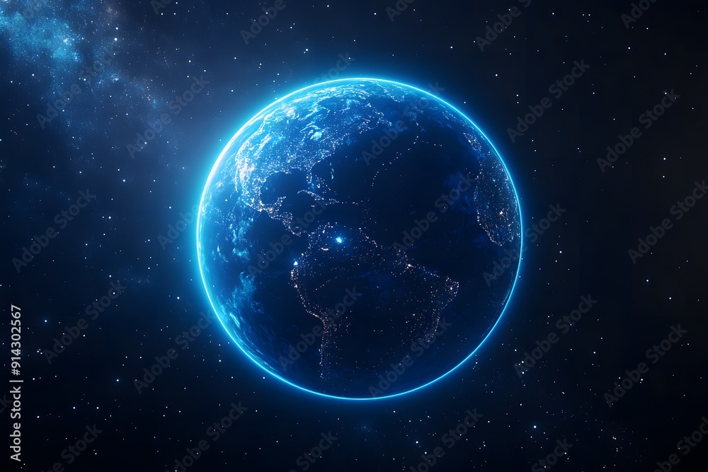Fototapeta premium View from space of planet Earth, the nitrogen ozone layer