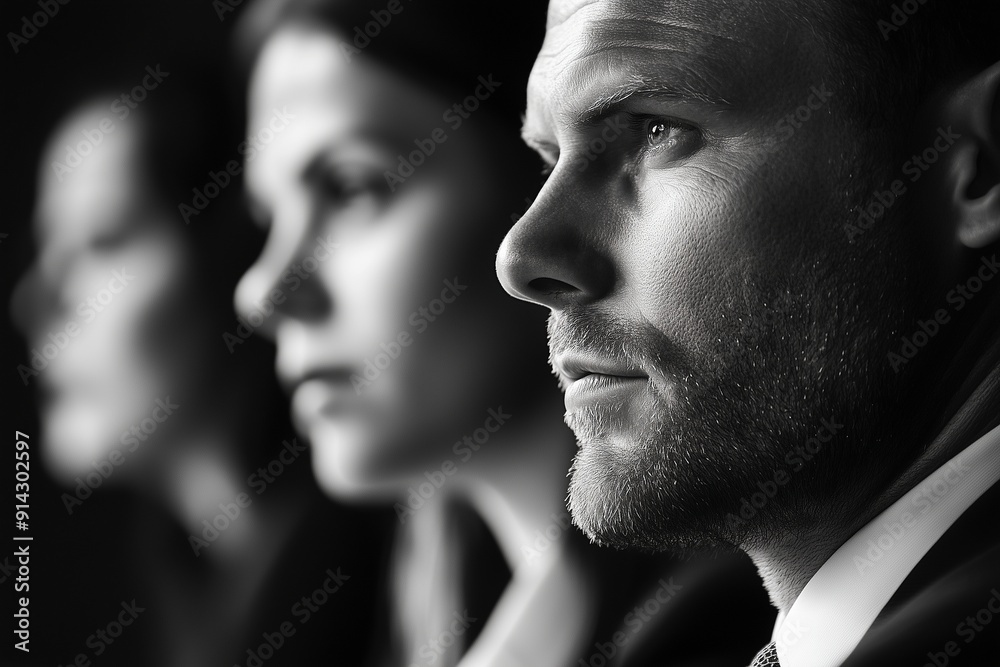 Focused Business Professionals in Black and White
Focused Business Professionals in Black and White