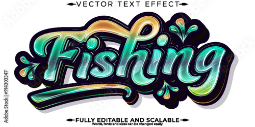 Fishing editable text effect, editable sport and water text style