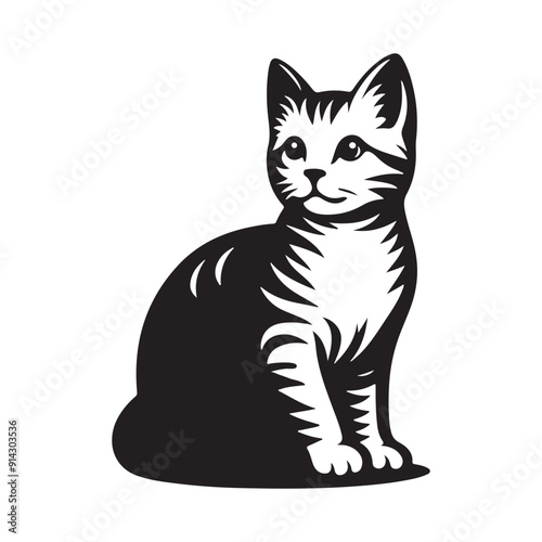 Cat  silhouette vector illustration design on white background 