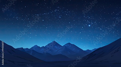 Stars shining brightly over a mountain range, with a peaceful and serene nighttime atmosphere