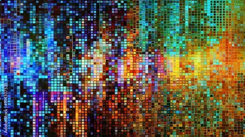 Abstract colorful digital mosaic background, vibrant geometric pattern