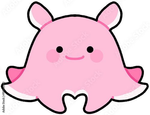 pink flapjack octopus hand-drawn Sea Animals Cute Character Clip Art Doodle Cartoon Transparent Background