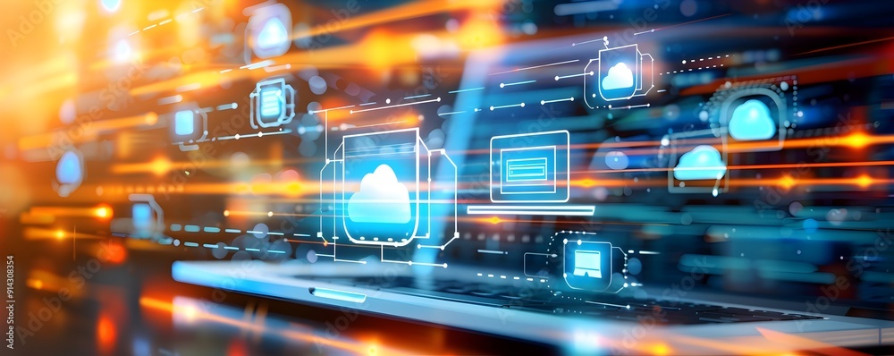 Cloud Computing and Technology Concept with Laptop Cloud Computing and Technology Concept with Laptop