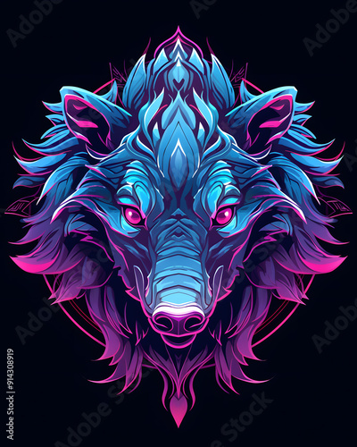 Boar head art nouveau illustration photo