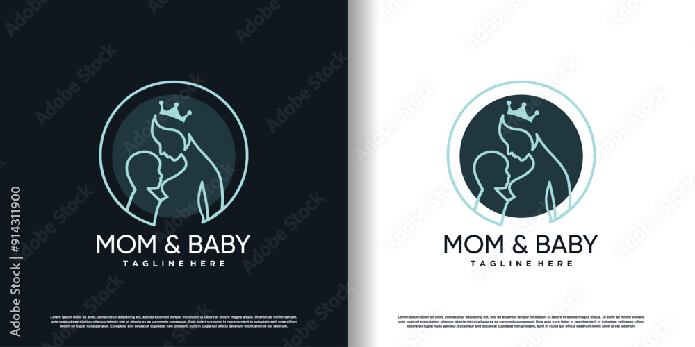 Fototapeta premium mom and baby logo design vector with creative concept premium vector