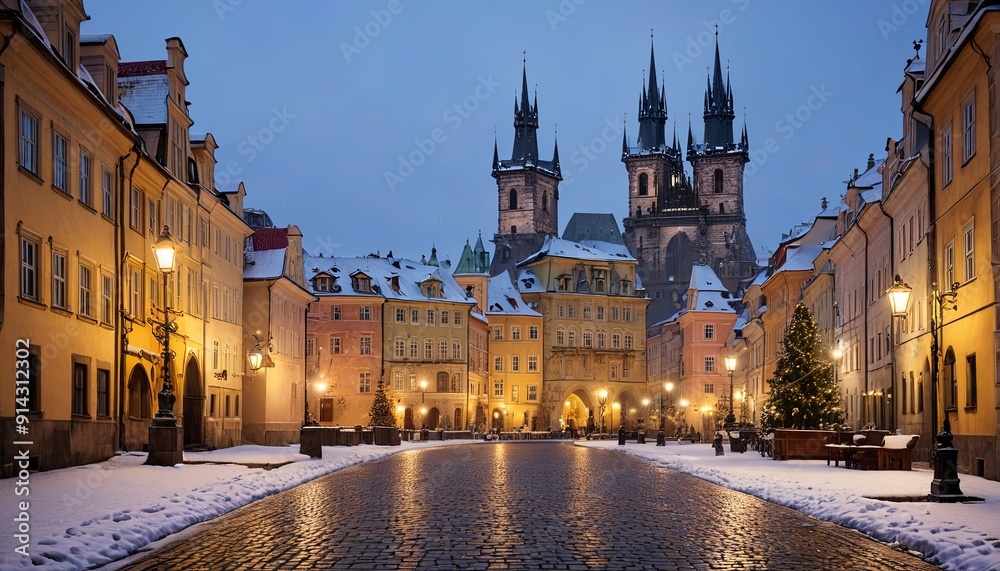 Obraz premium Winter in Historic Streets