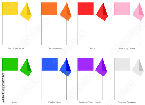 Utility flags on wires in eight colors