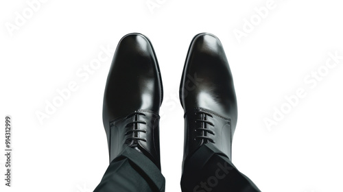 Businessman's black shoes on transparent background
