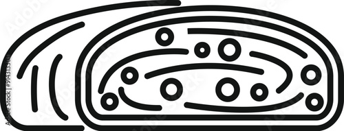 Simple and delicious swiss roll cake icon featuring a thin layer of sponge cake rolled up with a sweet filling