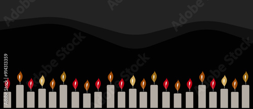 All Saints Day greeting card or banner, Vector All Souls Day background. hand drawn Illustration with text and candles for poster and flyer design.