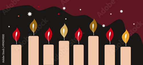 All Saints Day greeting card or banner, Vector All Souls Day background. hand drawn Illustration with text and candles for poster and flyer design.