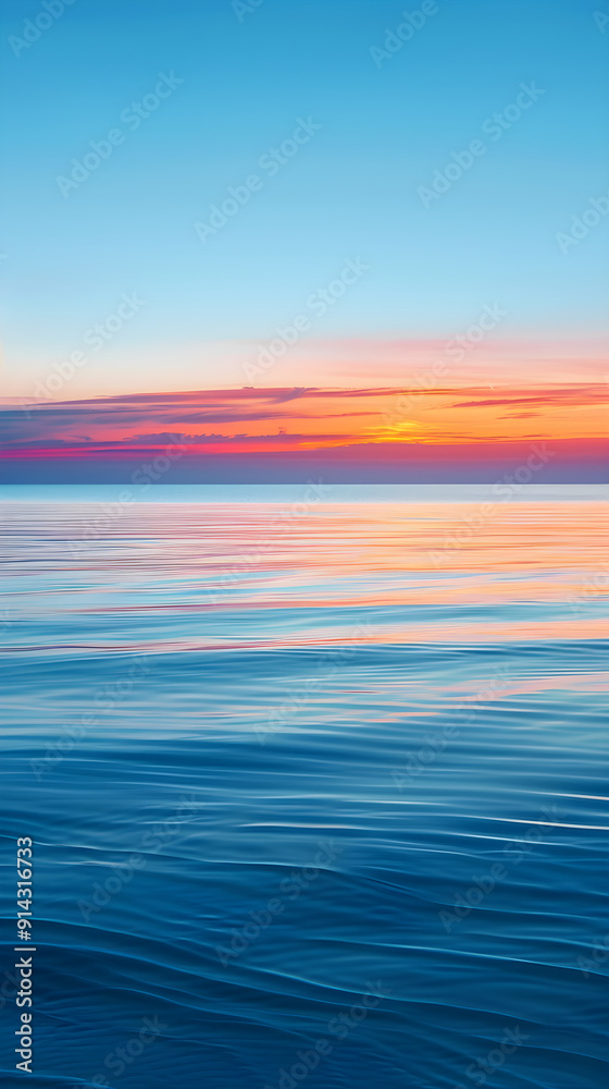 Obraz premium Serene Sunset at Sea: A Harmonious Blend of Pantone Colors Reflecting the Beauty of Nature at Dusk