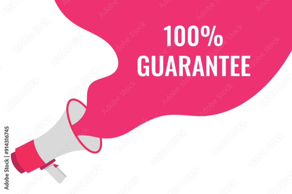 100% guarantee button, banner, label, template for website. 100% guarantee text with colorful megaphone icon
100% guarantee button, banner, label, template for website. 100% guarantee text with colorful megaphone icon