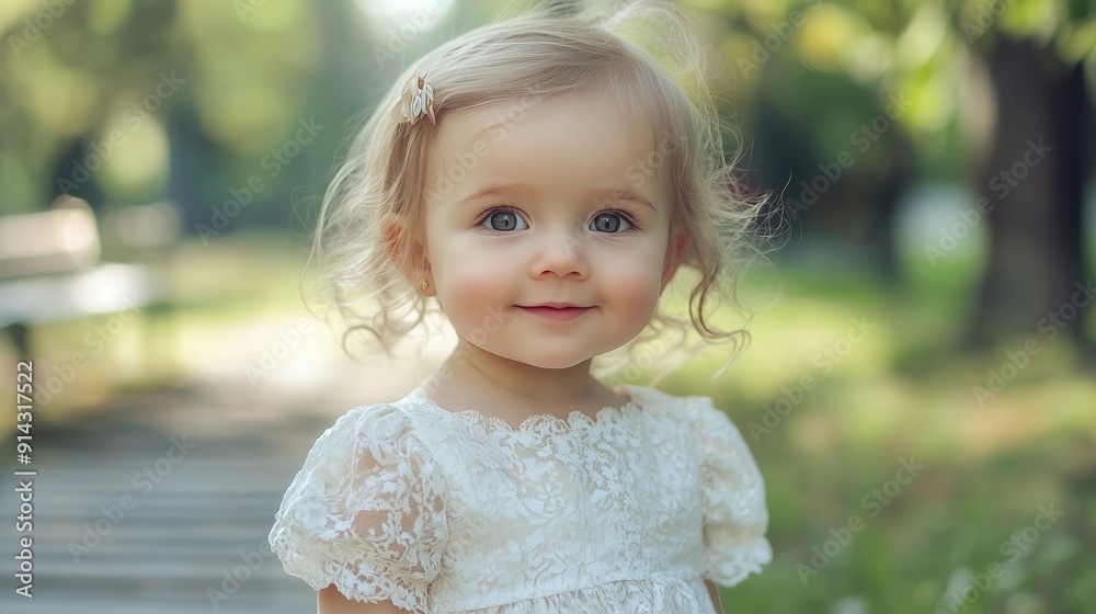 Charming Young Girl Smiling in a Bright Green Park During a Sunny Day Charming Young Girl Smiling in a Bright Green Park During a Sunny Day
