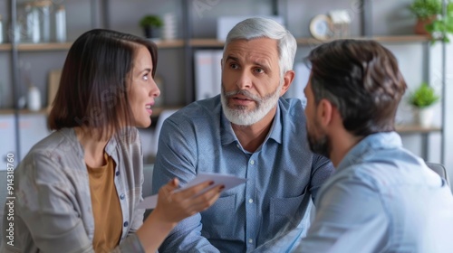 Financial advisor discussing bank loan options with a couple.