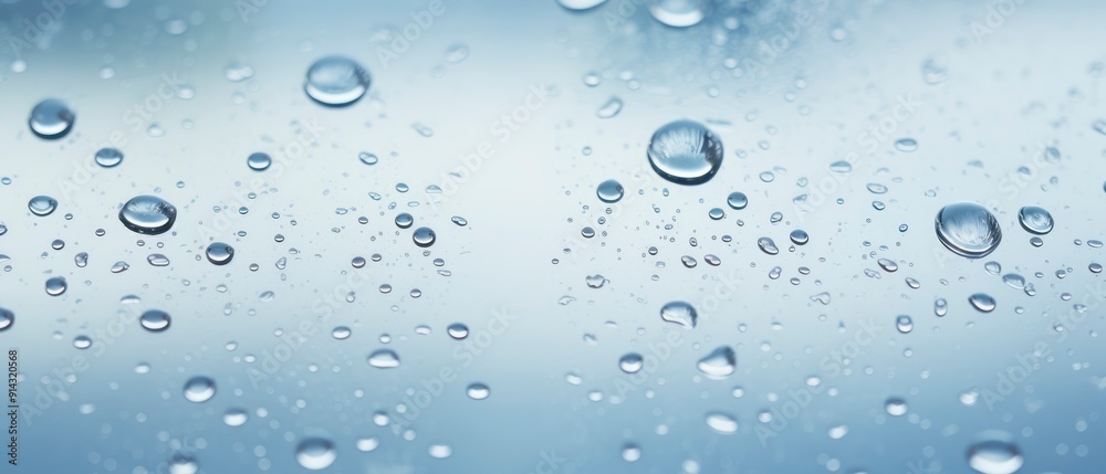 Water drops on glass surface. Raindrops on blue glass background. Water drops on glass surface. Raindrops on blue glass background.