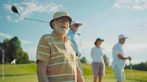 Fototapeta Naklejka Na Ścianę i Meble -  Seniors playing golf and enjoying their retirement.