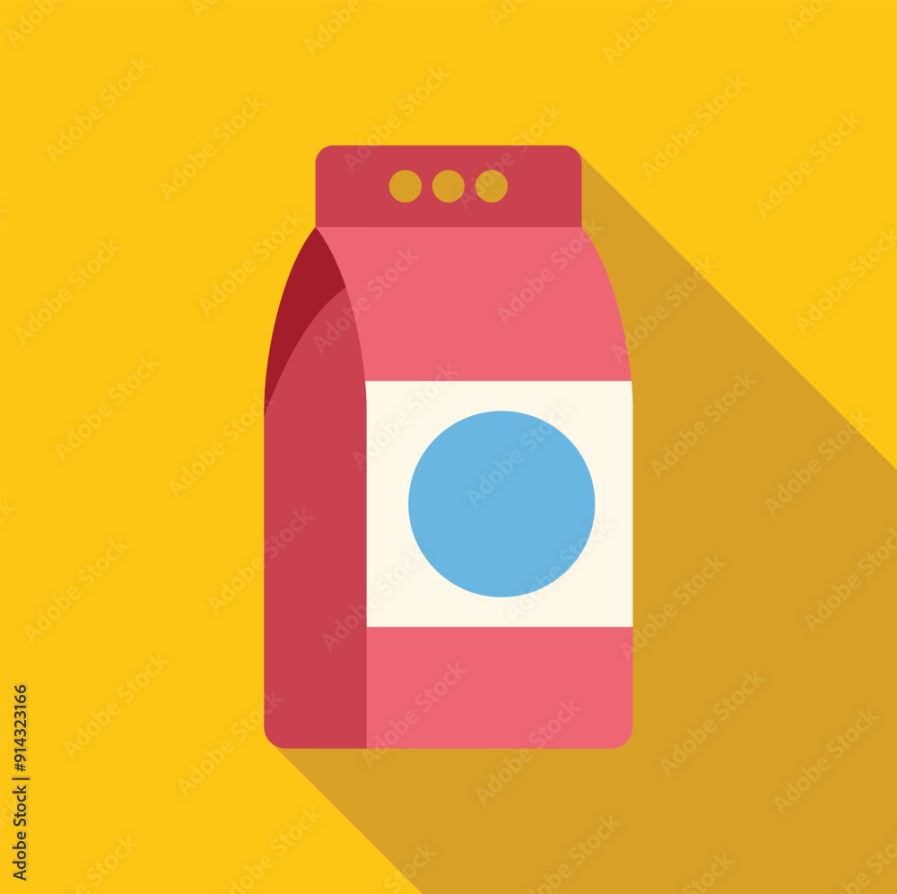 Pink paper packet with blank blue round label for product packaging design Pink paper packet with blank blue round label for product packaging design