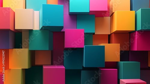 Abstract Colorful Geometric Pattern of Cubes